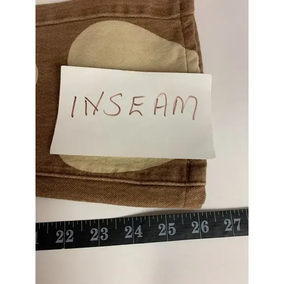 Womens Jeans Size XS Brown Tan Hearts Boho Twee Unique Schoolgirl - Picture 5 of 8